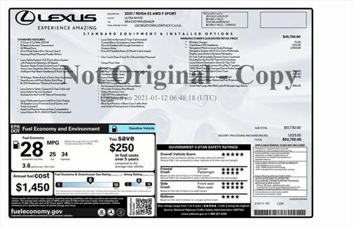 2021 Lexus ES 250 Base