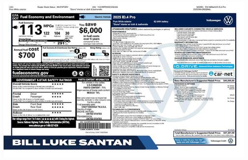 Pure White 2025 Volkswagen ID.4 Pro
