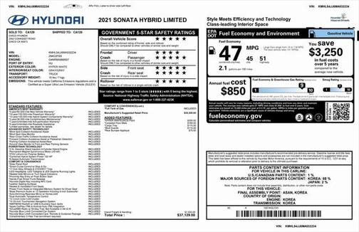 2021 Hyundai SONATA Limited 2.0T