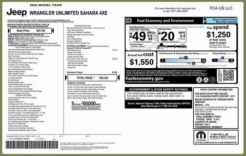 2022 Jeep Wrangler Unlimited 4xe Sahara