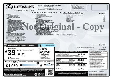 2020 Lexus UX 250h Base