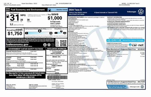 2024 Volkswagen Taos 1.5T S