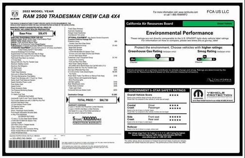 2022 RAM 2500 Tradesman Crew Cab 4x4 6'4' Box