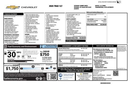 Summit White 2025 Chevrolet Trax LT
