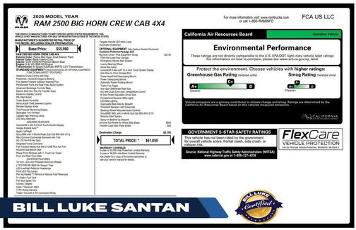 Flame Red Clearcoat 2026 RAM 2500 Big Horn Crew Cab 4x4 6'4' Box
