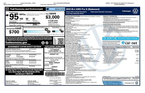 Glacier White Metallic/Black Roof 2022 Volkswagen ID.4 AWD Pro S