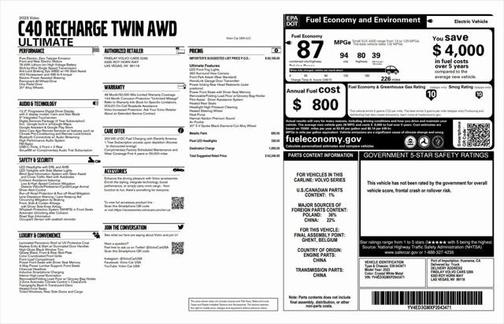 2023 Volvo C40 Recharge Pure Electric Twin Ultimate