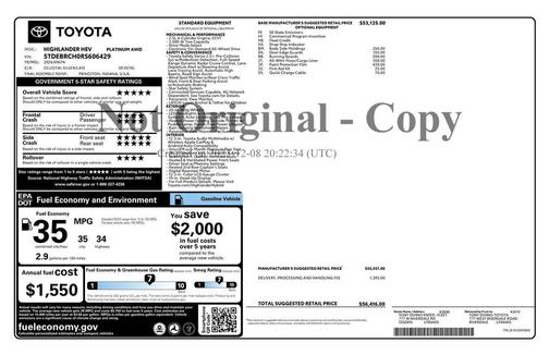 2024 Toyota Highlander Hybrid Platinum