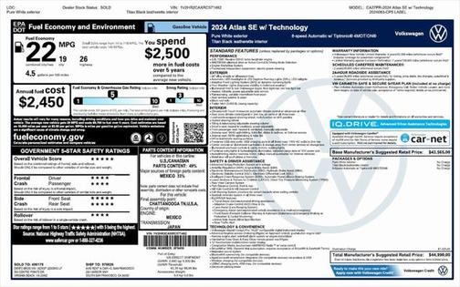2024 Volkswagen Atlas 2.0T SE w/Technology 4MOTION