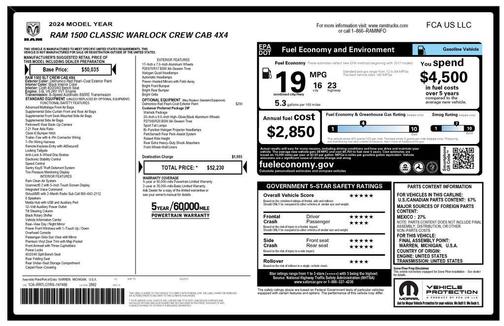 2024 RAM 1500 Classic Warlock Crew Cab 4x4 5'7' Box