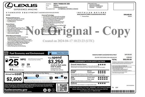 Iridium Silver 2024 Lexus RX 350 Base