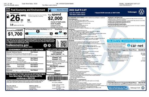 2022 Volkswagen Golf R 2.0T DSG