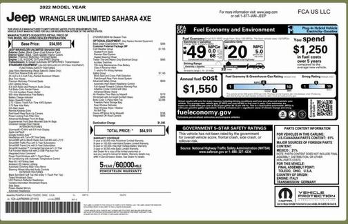 2022 Jeep Wrangler Unlimited 4xe Sahara