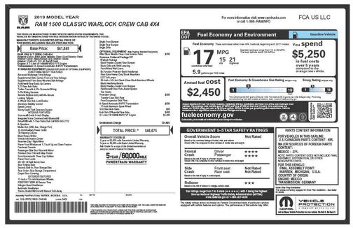 2019 RAM 1500 Classic Warlock Crew Cab 4x4 5'7' Box