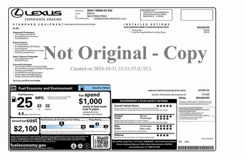2025 Lexus ES 350 Base