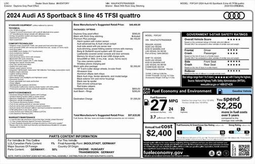 2024 Audi A5 Sportback 45 S Line Premium Plus