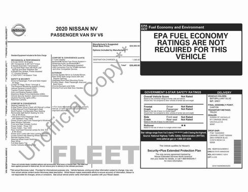 2020 Nissan NV Passenger NV3500 HD S V6