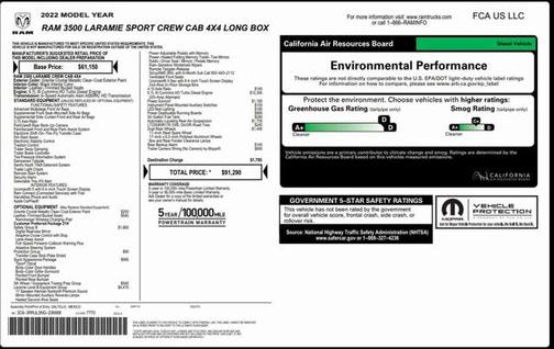 2022 RAM 3500 Laramie Crew Cab 4x4 8' Box