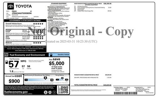 2025 Toyota Prius LE