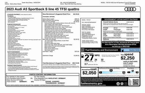 2023 Audi A5 Sportback 45 S Line Premium Plus