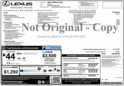 2024 Lexus ES 300h Base