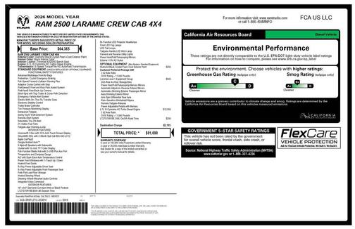 2026 RAM 2500 Laramie Crew Cab 4x4 6'4' Box