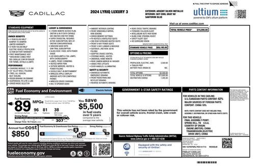 Argent Silver Metallic 2024 Cadillac LYRIQ Luxury