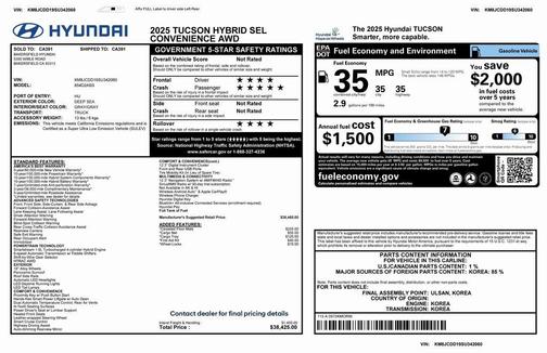 2025 Hyundai TUCSON Hybrid SEL Convenience