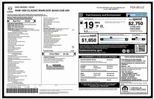2022 RAM 1500 Classic Warlock Quad Cab 4x4 6'4' Box