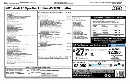 2023 Audi A5 Sportback 45 S Line Premium Plus