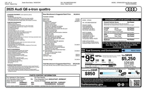 Gray 2025 Audi Q6 e-tron Prestige quattro