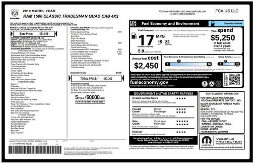Bright White Clearcoat 2019 RAM 1500 Tradesman