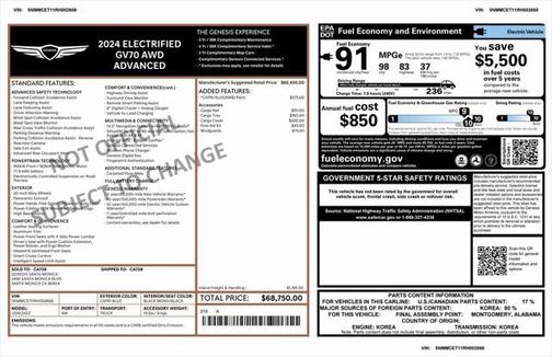 2024 Genesis Electrified GV70 Advanced AWD