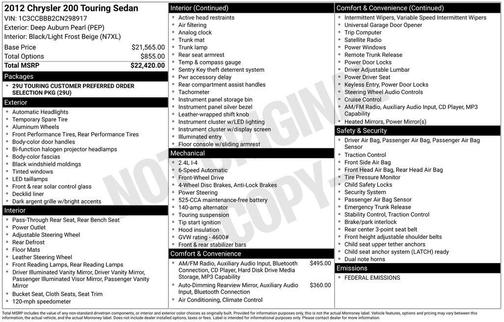 2012 Chrysler 200 Touring