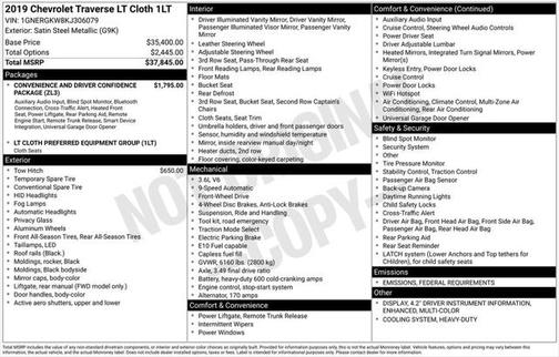 2019 Chevrolet Traverse LT Cloth