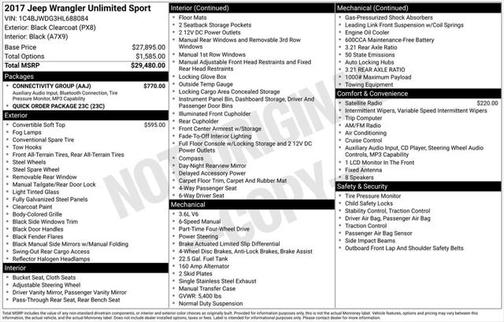 2017 Jeep Wrangler Unlimited Sport