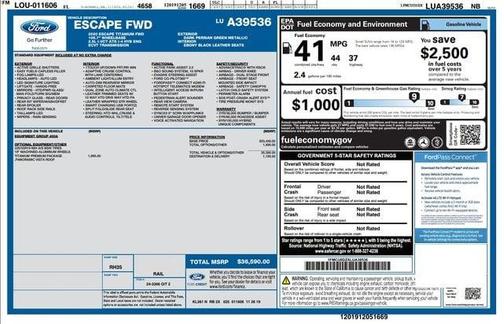 Green Metallic 2020 Ford Escape Titanium Hybrid