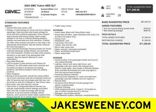 Summit White 2024 GMC Yukon SLT