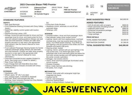 Iridescent Pearl Tricoat 2023 Chevrolet Blazer Premier