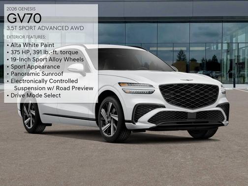 Alta White 2026 Genesis GV70 3.5T Sport Advanced