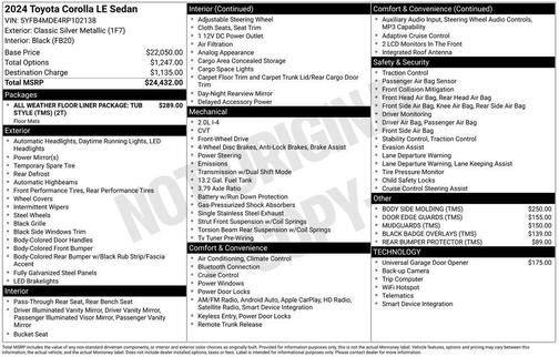Classic Silver Metallic 2024 Toyota Corolla LE