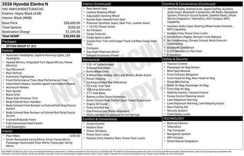Black 2026 Hyundai ELANTRA N Base