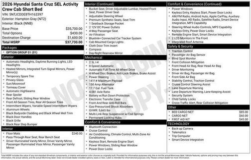 2026 Hyundai SANTA CRUZ SEL Activity