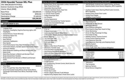 Gray 2026 Hyundai TUCSON SEL