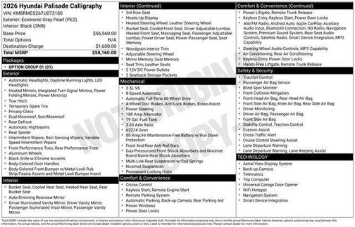 2026 Hyundai PALISADE Calligraphy