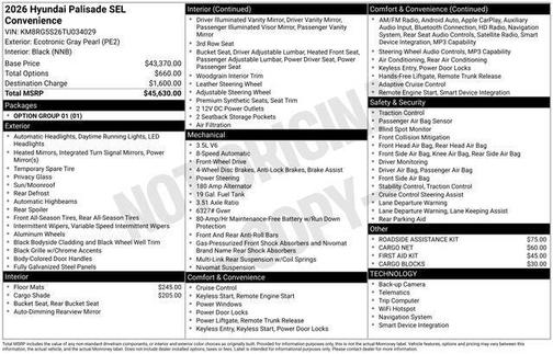 2026 Hyundai PALISADE SEL Convenience