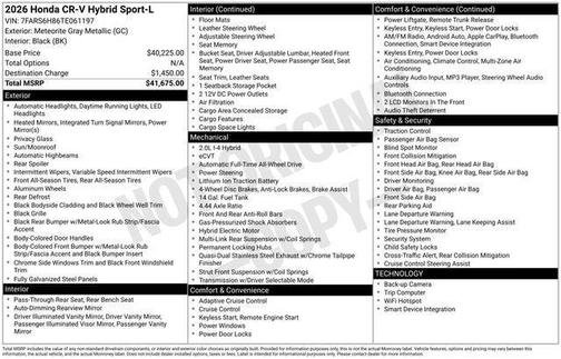 Gray 2026 Honda CR-V Hybrid Sport-L