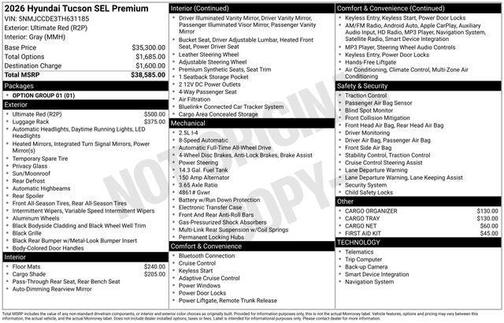 Red 2026 Hyundai TUCSON SEL Premium