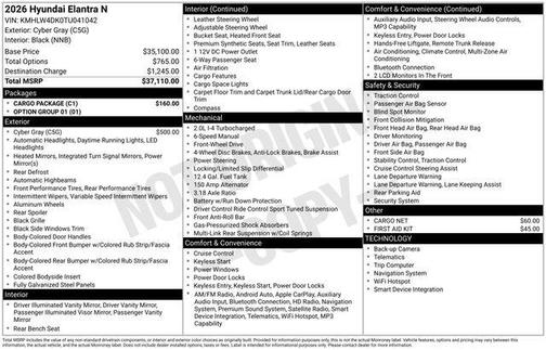 Cyber Gray 2026 Hyundai ELANTRA N Base