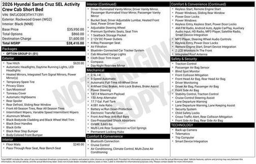 Green 2026 Hyundai SANTA CRUZ SEL Activity